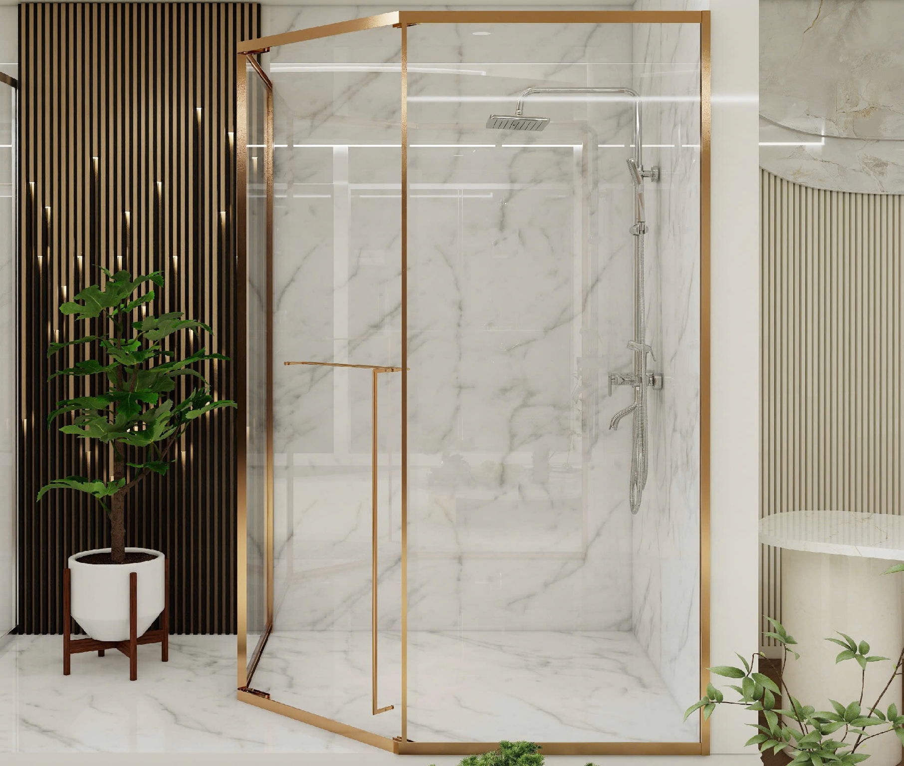 Phòng tắm kính cửa quay